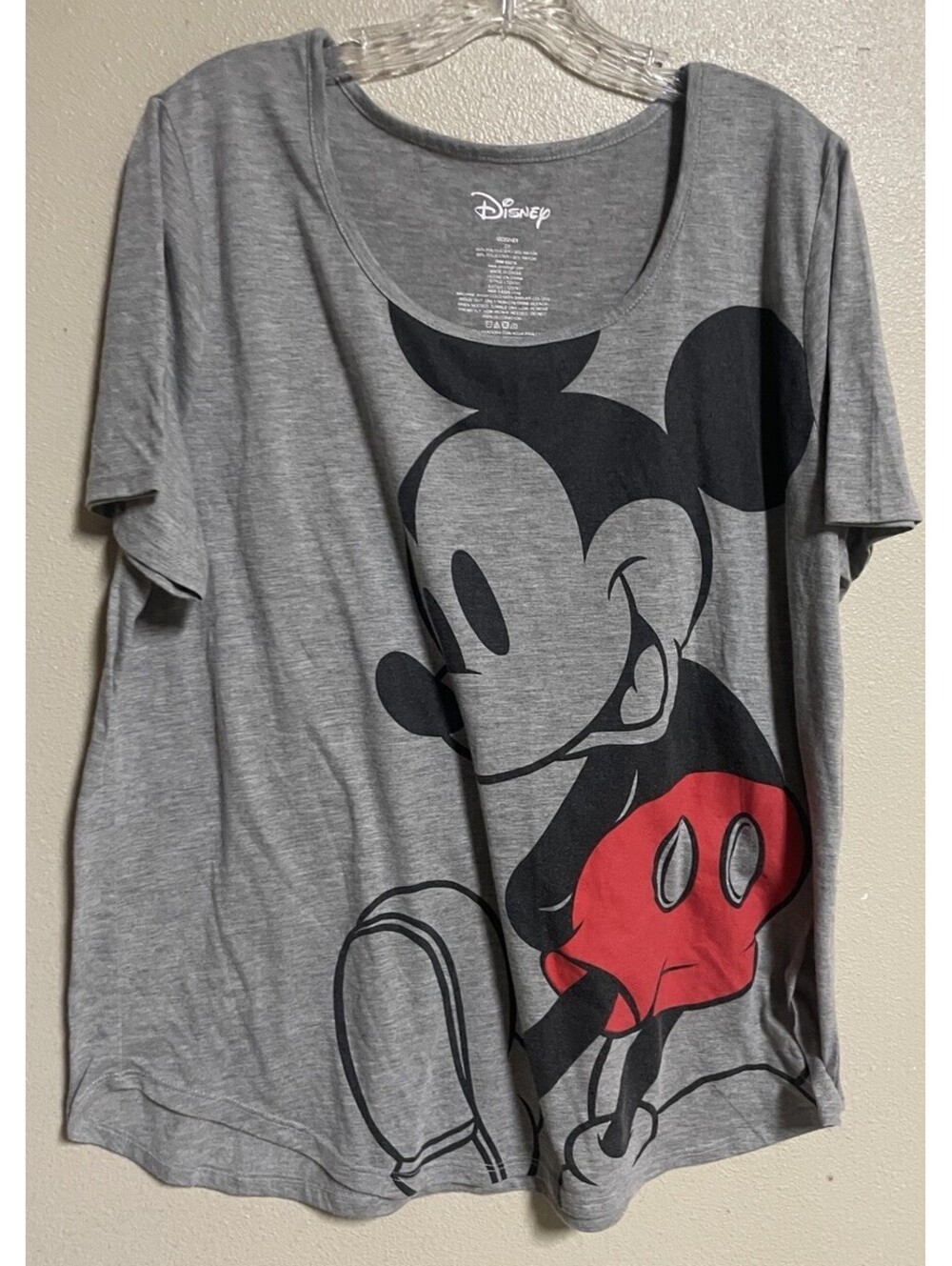 Mickey Mouse Plus Size 2X Short Sleeve Gray Women’s Soft T-Shirt